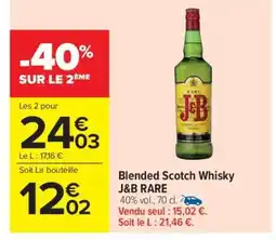Carrefour Market BLENDED SCOTCH WHISKY J&B RARE offre