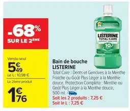 Carrefour Market Bain de bouche Listerine offre