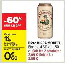 Carrefour Bière BIRRA MORETTI offre