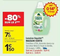 Carrefour Market Lessive Liquide 'Maison Verte' offre