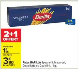 Carrefour Pâtes BARILLA Spaghetti, Macaroni, Coquillette ou Capellini, 1 kg offre