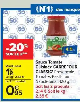 Carrefour Sauce tomate cuisinée CARREFOUR CLASSIC' offre