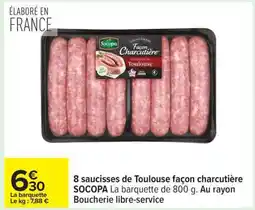 Carrefour 8 saucisses de Toulouse façon charcutière offre
