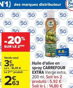 Carrefour Huile d'olive en spray CARREFOUR EXTRA offre