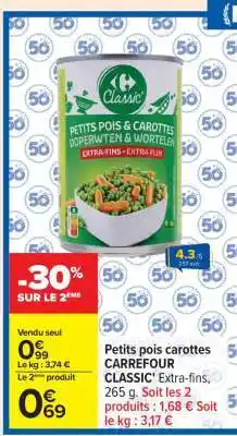 Carrefour Petits pois carottes CARREFOUR CLASSIC' offre