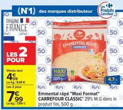 Carrefour Emmental râpé Maxi Format offre