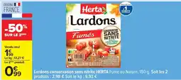 Carrefour Lardons conservation sans nitrite HERTA offre