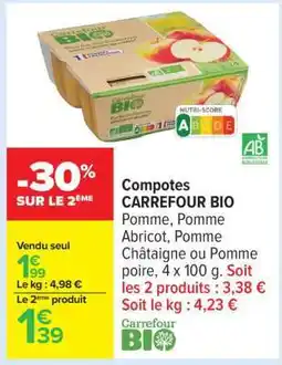 Carrefour Compotes CARREFOUR BIO offre