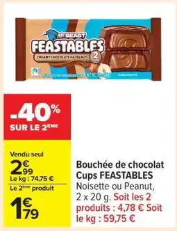 Carrefour Bouchée de chocolat Cups FEASTABLES offre