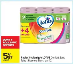 Carrefour Papier hygiénique LOTUS Confort Sans Tube offre