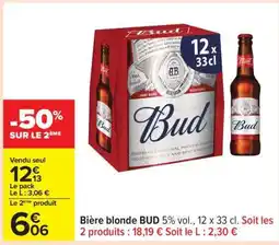 Carrefour Bière Blonde 'Bud' offre