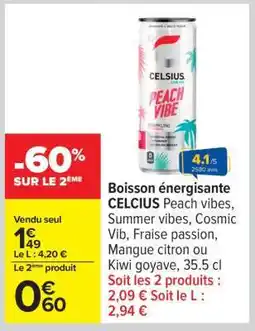 Carrefour Boisson énergisante CELCIUS Peach Vibe offre