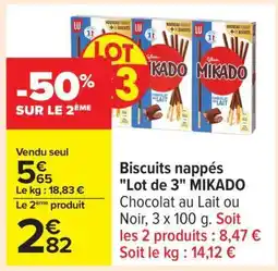 Carrefour Biscuits nappés Lot de 3 MIKADO offre