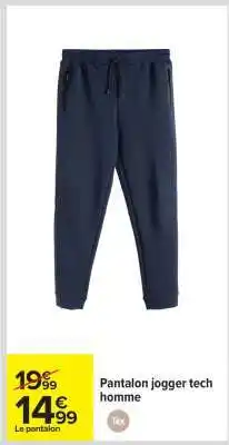 Carrefour Pantalon jogger tech homme offre