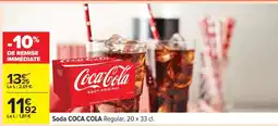 Carrefour Soda COCA COLA Regular, 20 x 33 cl offre