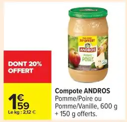 Carrefour Compote ANDROS offre