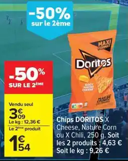 Carrefour Chips DORITOS X Cheese, Nature Corn ou X Chili offre