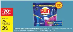 Carrefour Capsules pour lave-vaisselle SUN Absolu Tout en 1 offre
