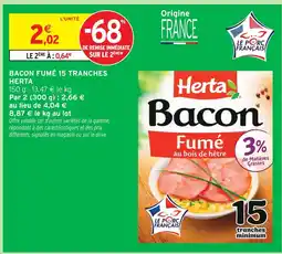 Intermarché Herta bacon fumé 15 tranches offre
