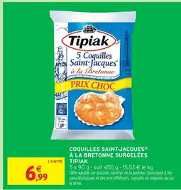 Intermarché Tipiak 5 coquilles saint-jacques à la bretonne surgelées offre