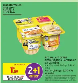 Intermarché La laitière riz au lait vanille offre