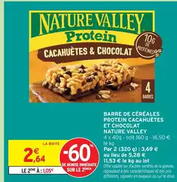 Intermarché Nature valley barre de céréales protein cacahuètes et chocolat offre