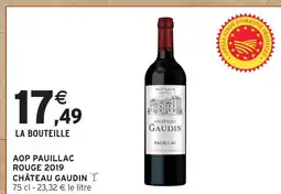 Intermarché Château gaudin aop pauillac rouge 2019 offre