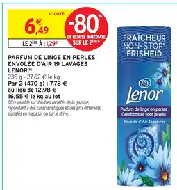 Intermarché Lenor parfum de linge en perles envolée d'air 19 lavages offre
