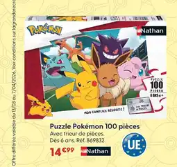La Grande Récré Nathan puzzle pokémon 100 pièces offre