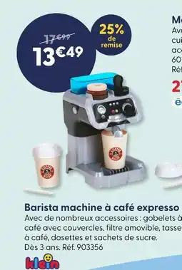 La Grande Récré Klein barista machine à café expresso offre