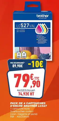 Bureau Vallée Brother pack de 4 cartouches d'encre lc527 offre