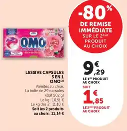 Hyper U Lessive capsules 3 en 1 omo offre