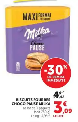 Hyper U Biscuits fourres choco pause milka offre