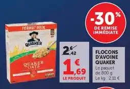 Hyper U Flocons d'avoine quaker offre