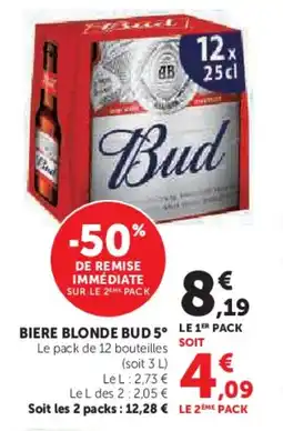 Hyper U Biere blonde bud 5° offre