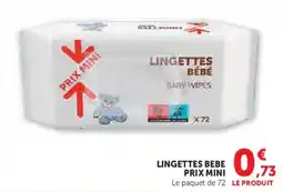 Hyper U Lingettes bebe prix mini offre