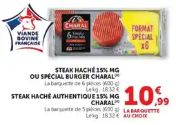Hyper U Steak haché 15% mg ou spécial burger charal offre