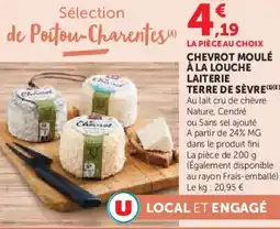 Hyper U Chevrot moulé à la louche laiterie terre de sèvre offre