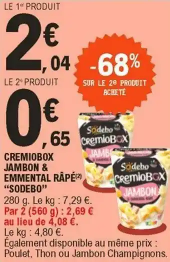 E.Leclerc Cremiobox jambon & emmental râpé offre