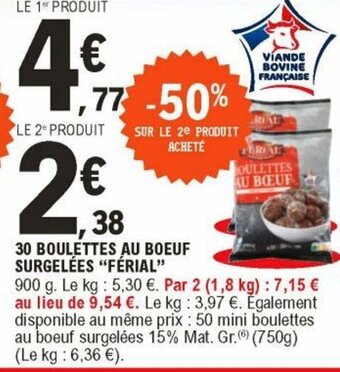 E.Leclerc 30 Boulettes au boeuf surgelées offre