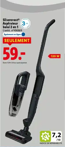Lidl SILVERCREST Aspirateur 3M balai 2 en 1 offre