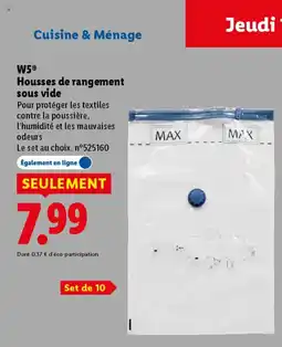 Lidl W5 Housses de rangement sous vide offre