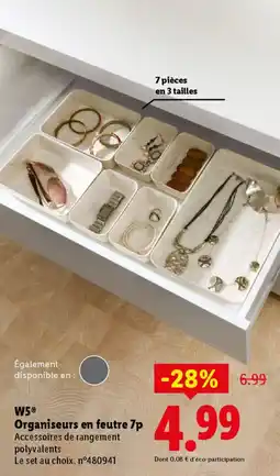 Lidl W5 Organiseurs en feutre 7p offre
