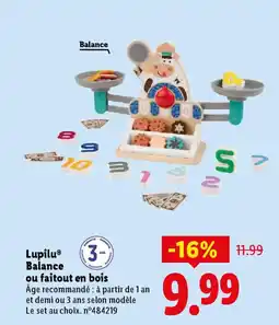 Lidl LUPILU Balance ou faitout en bois offre
