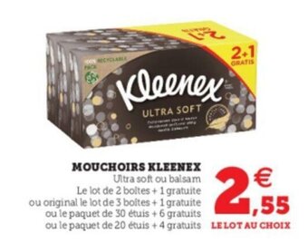 Super U Mouchoirs kleenex offre