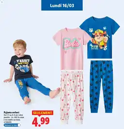 Lidl Pyjama enfant offre
