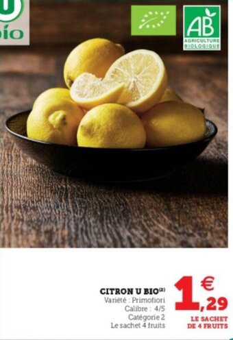 Super U Citron u bio offre