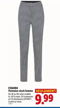 Lidl ESMARA Pantalon slack femme offre