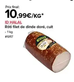 Costco ID HALAL Rôti filet de dinde doré, cuit offre