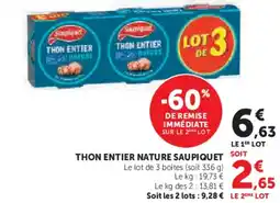 U Express SAUPIQUET Thon entier nature offre